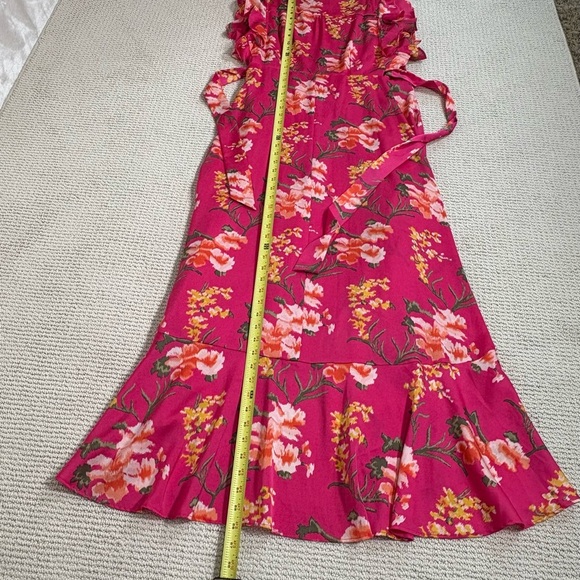 Ava & Aiden Flowy Fucia Wrap Dress V Neck Maxi Ruffle Party Cruise Wedding Small - Picture 6 of 12